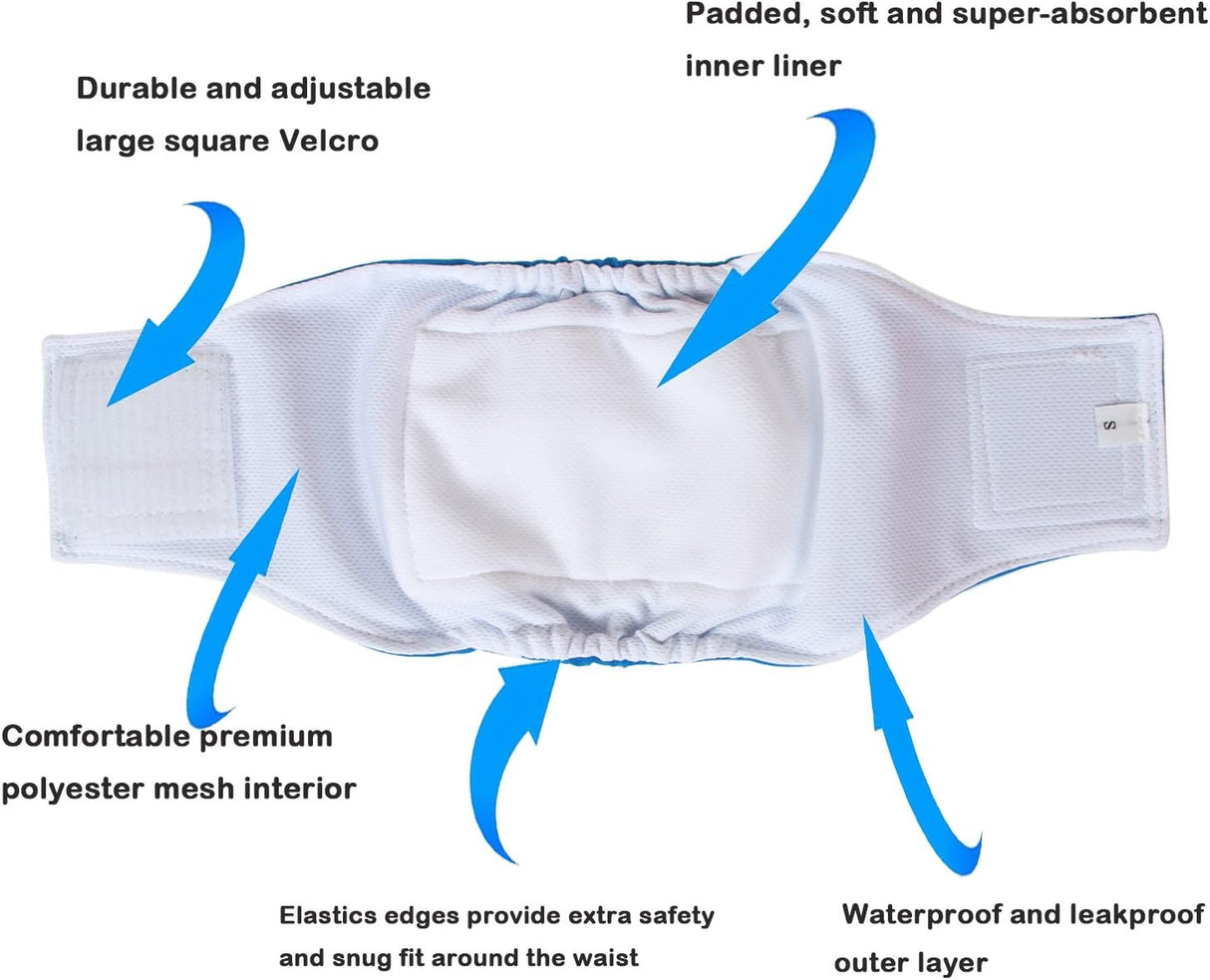 Pañales envolventes reusables para perros machos Teamoy