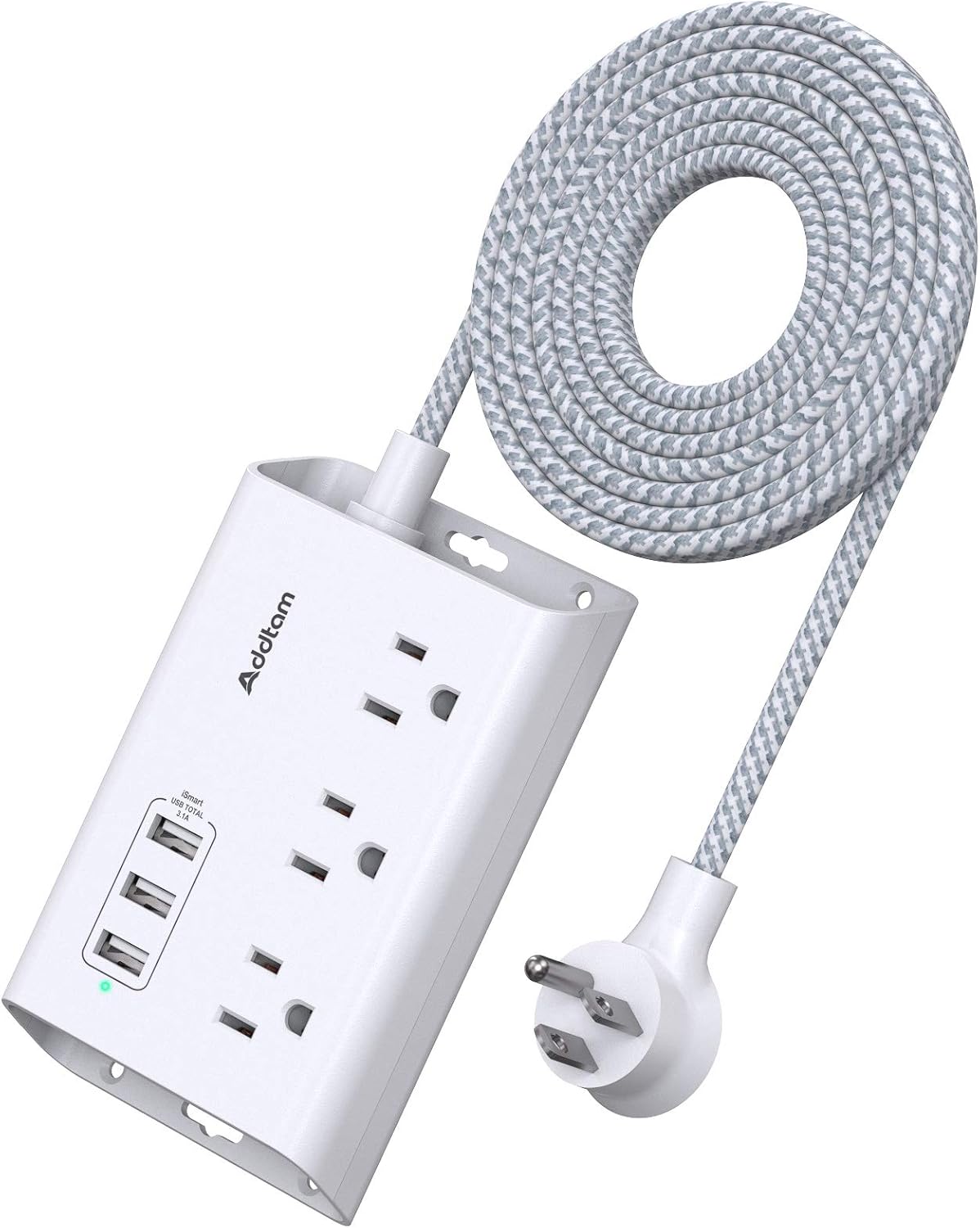 Regleta de alimentación con USB, cable de extensión de enchufe