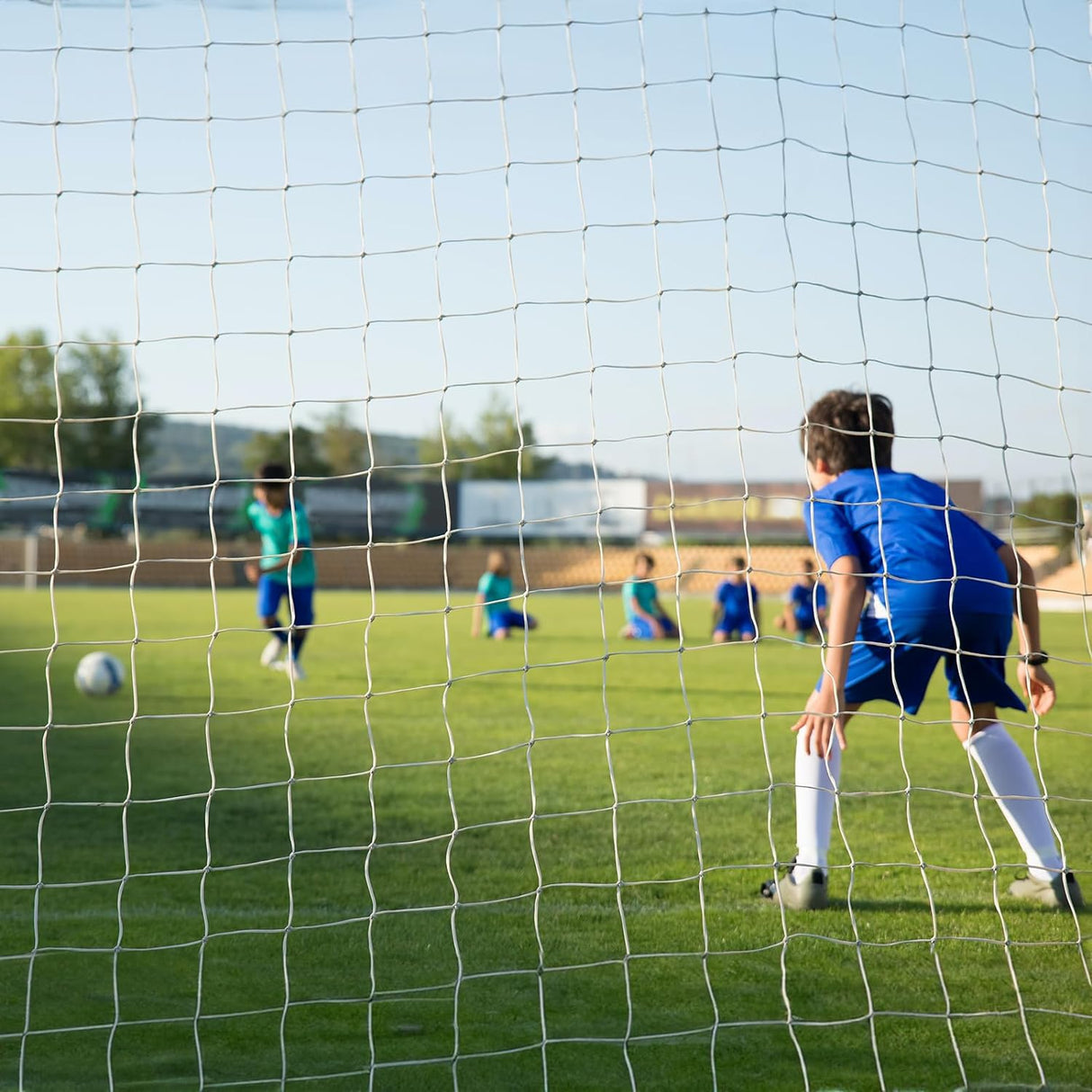 Red de repuesto para portería de fútbol con lazos de empuje