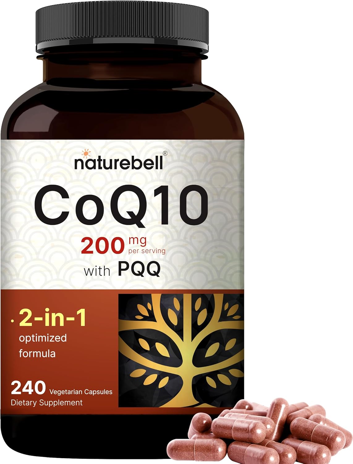 Suplemento CoQ10 200mg NatureBell, Antioxidante, 240 Veggie Caps