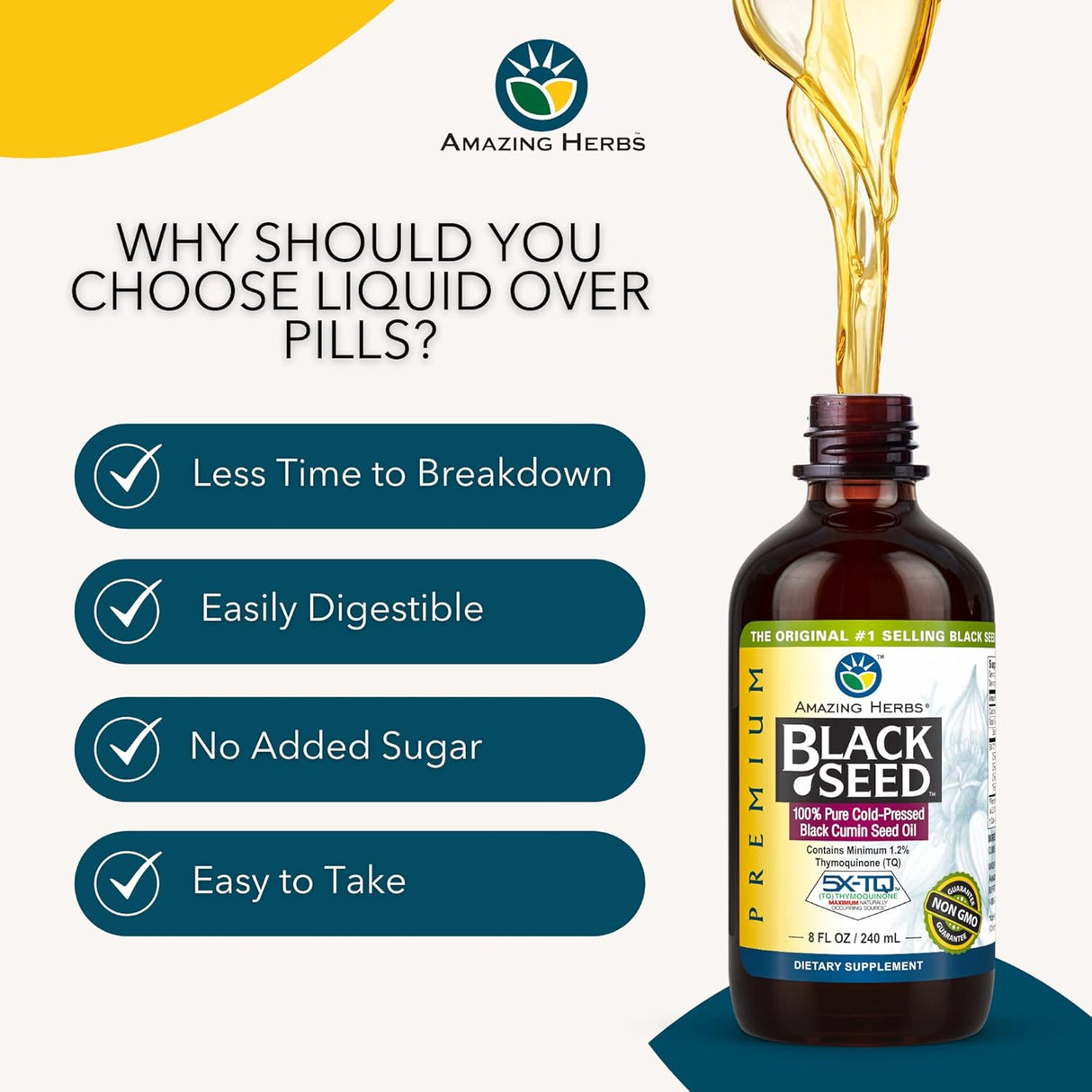 Aceite de Semilla Negra Amazing Herbs 8 oz - Salud Digestiva