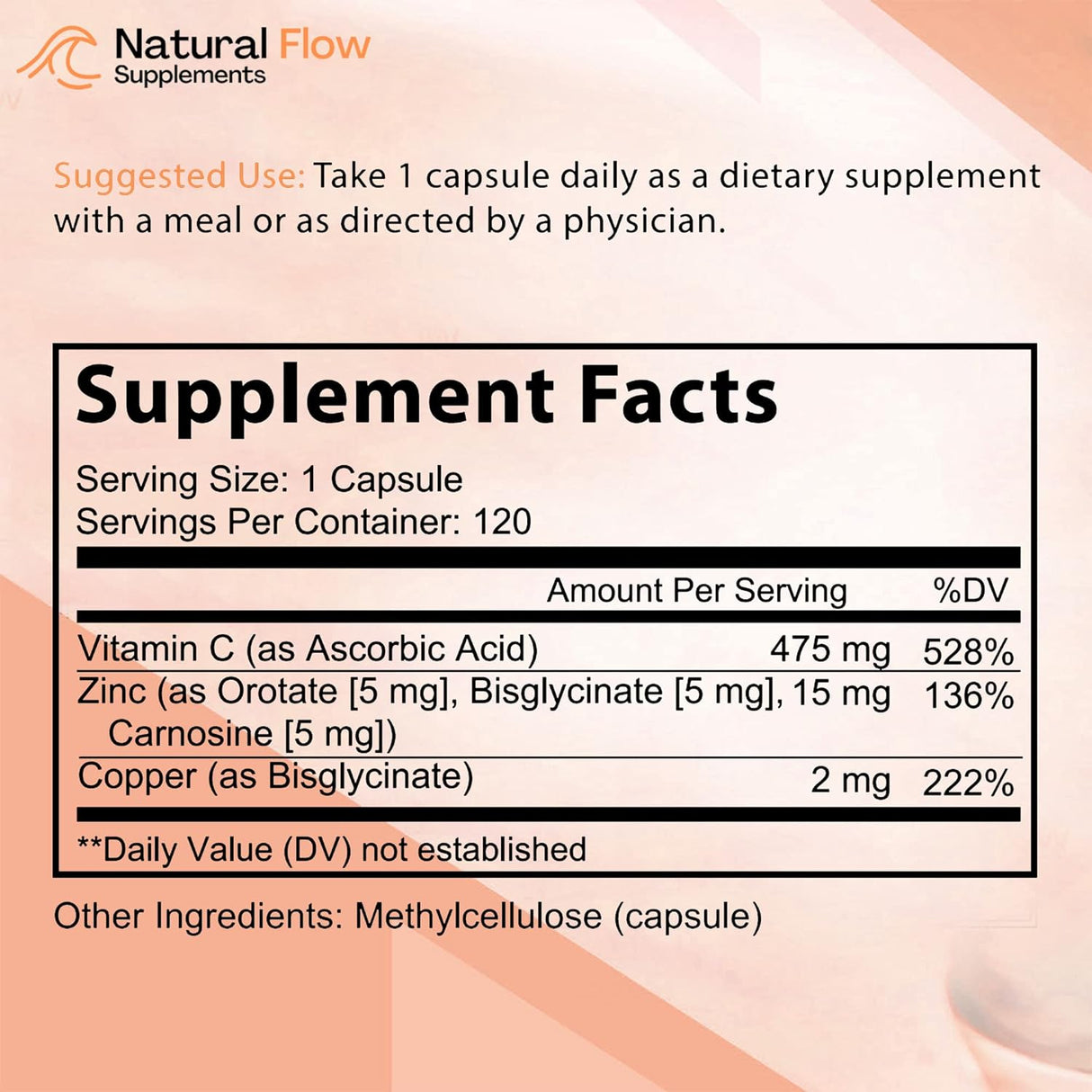 Suplementos de zinc con cobre y vitamina C - Flujo natural