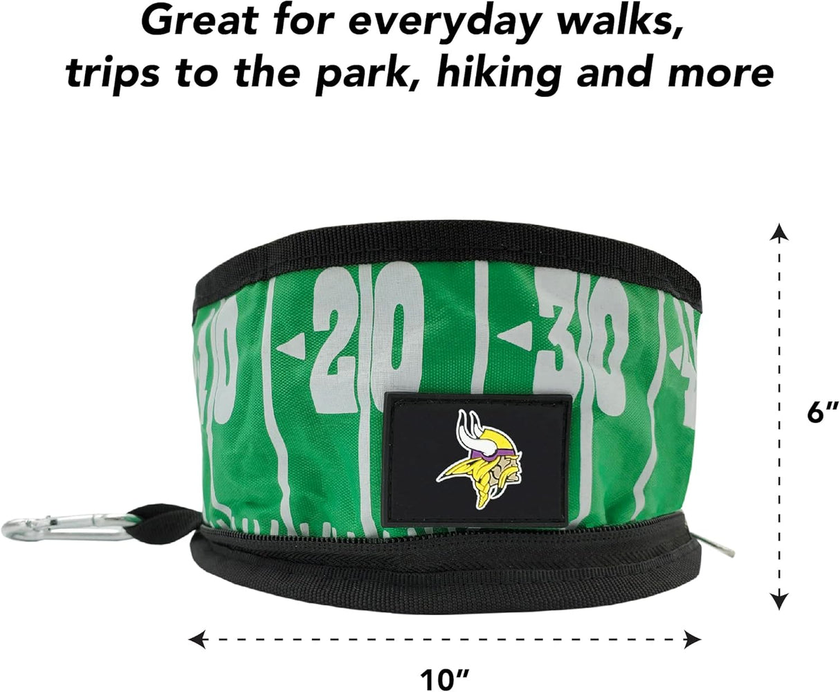 Set de tazones de viaje para perros NFL Vikings, portátil