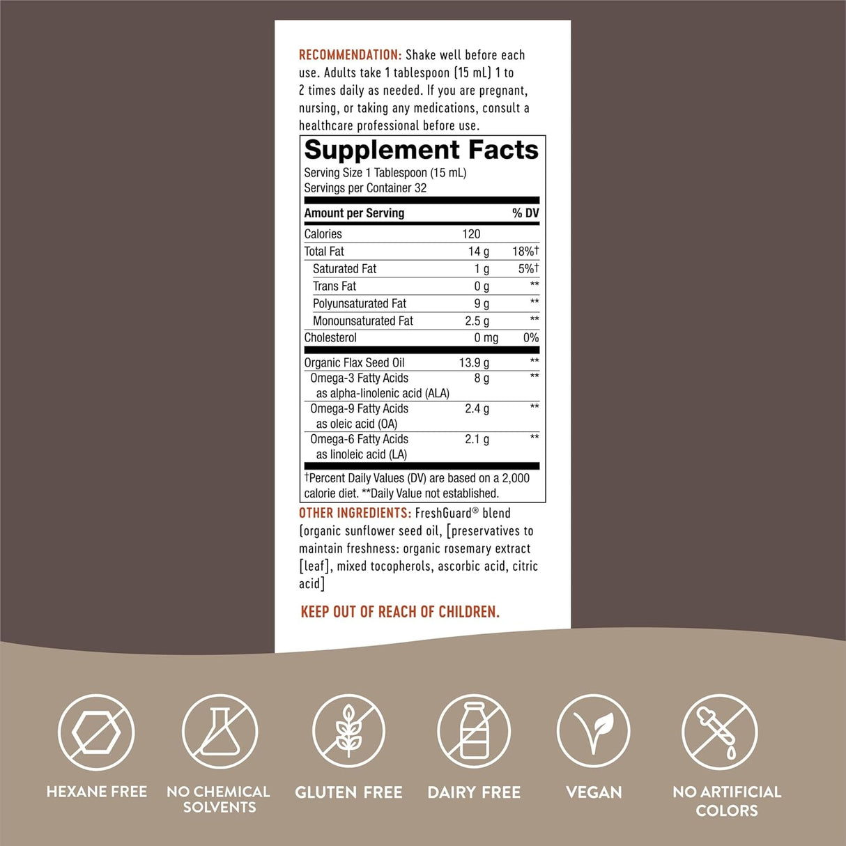 Aceite de linaza orgánico Premium Nature's Way, 16 fl oz