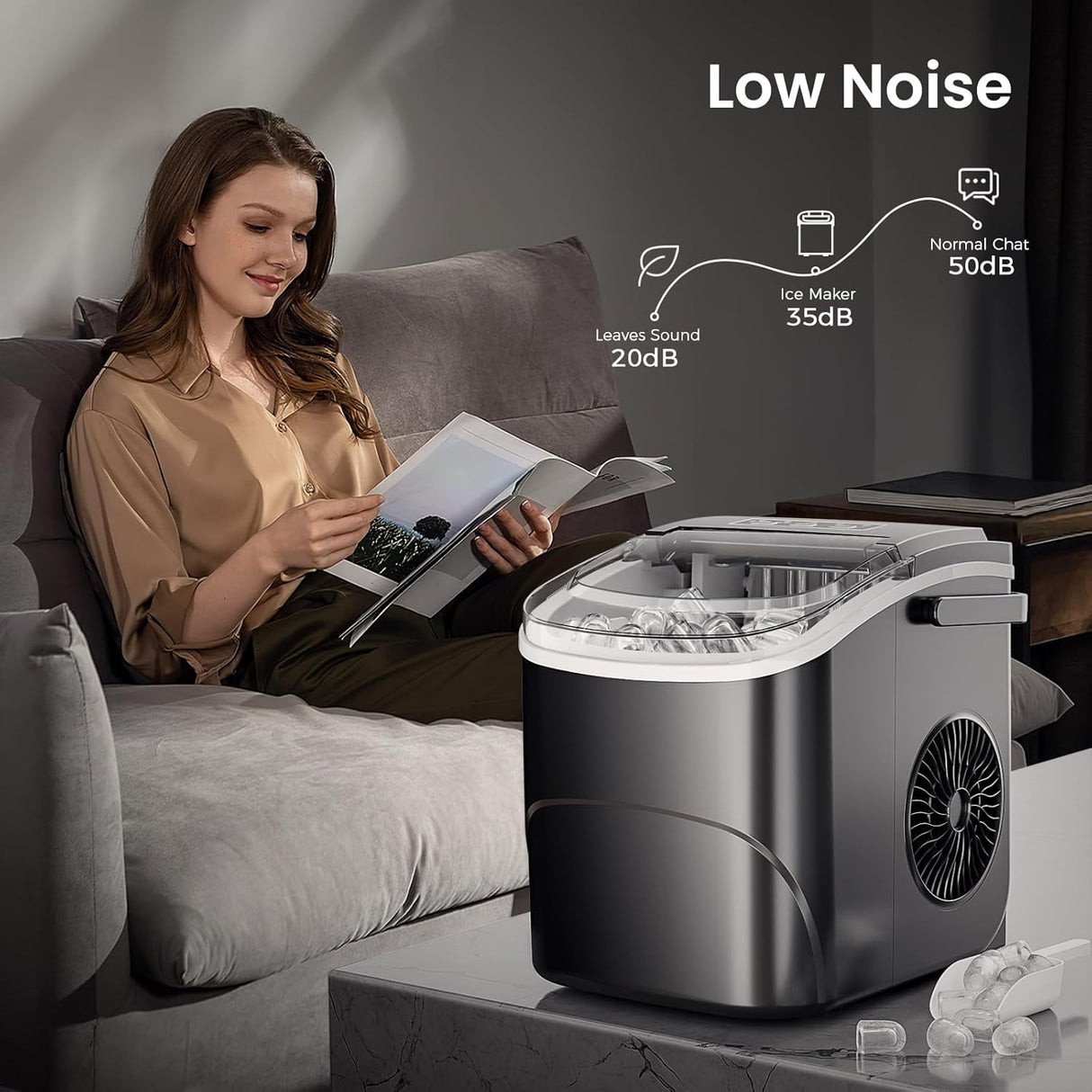 Máquina de Hielo AGLUCKY, 26.5Lbs/24H, 9 Cubos en 6 Mins