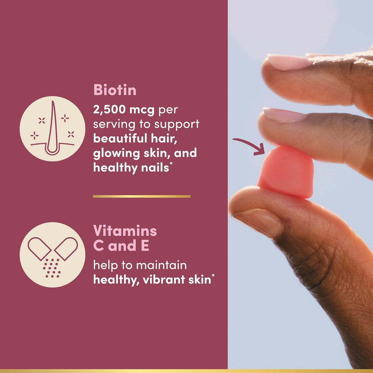 Nature's Bounty Gummies Hair, Skin & Nails, Biotin 2500 mcg, 200 unidades