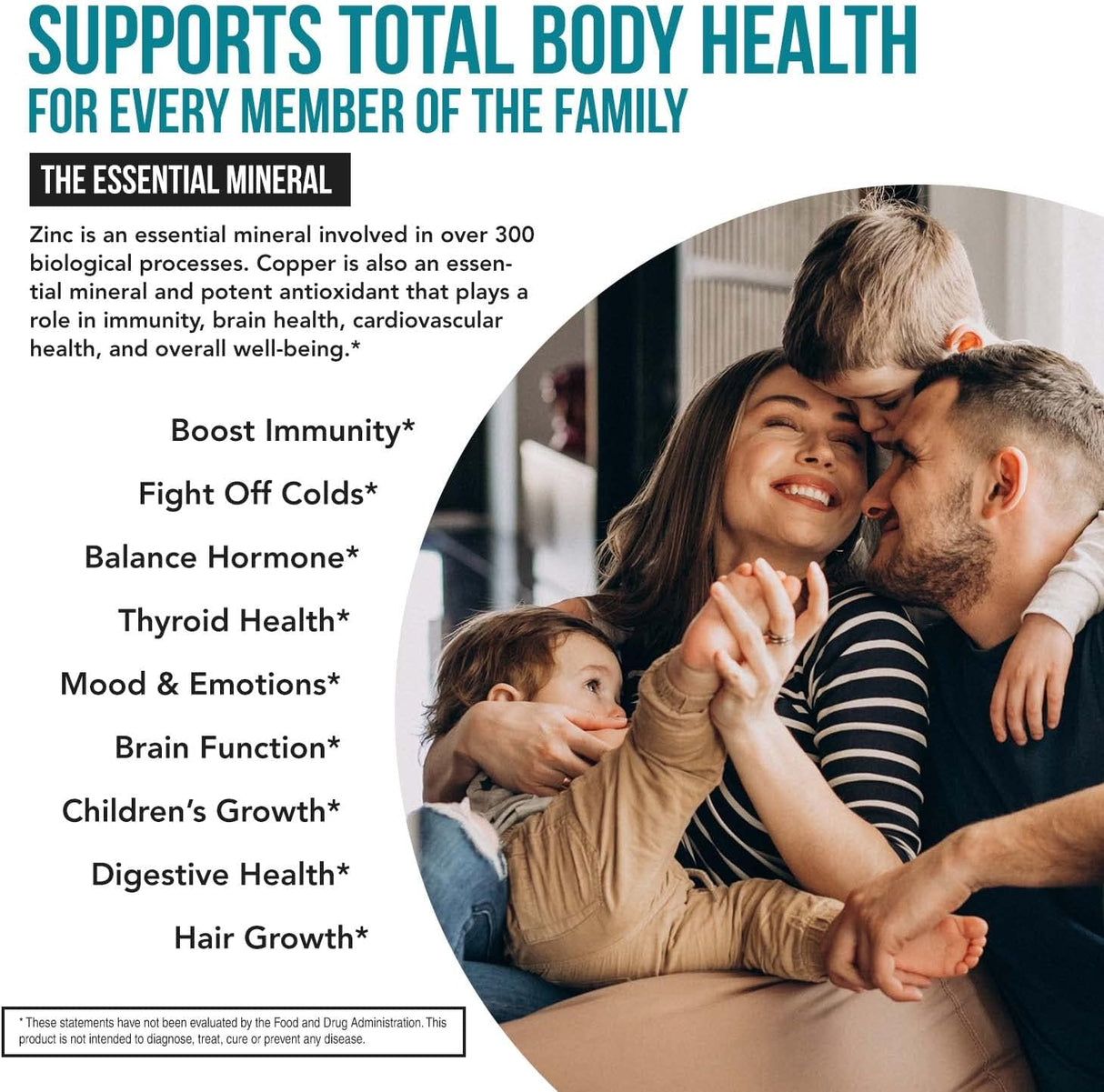 Suplementos líquido de cobre iónico Zinc Plus 240 porciones