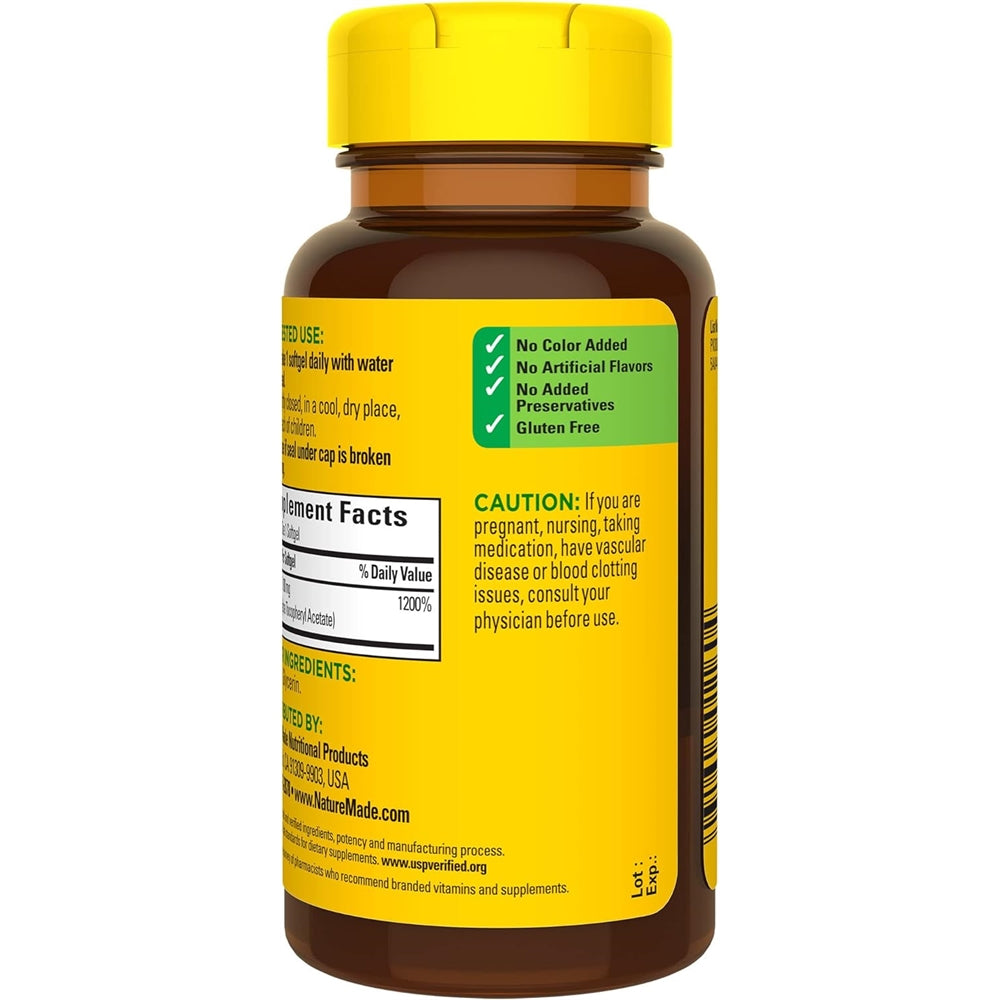 Suplemento Vitamina E 180 mg (400 UI) dl-alfa 100 cápsulas