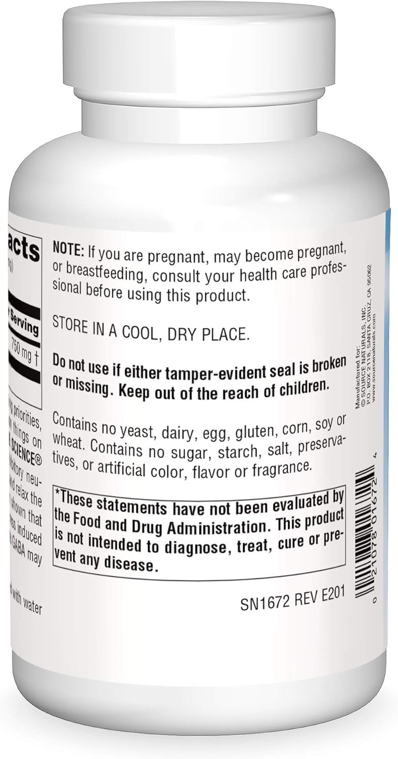 Suplemento Source Naturals Serene Science GABA, 750 mg 8oz