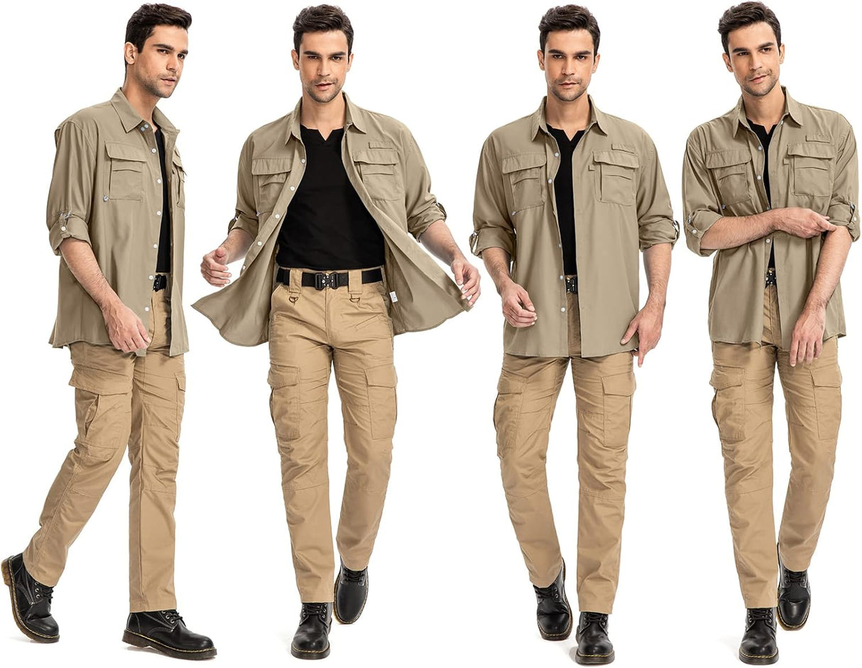 Anteef Camisas de safari con protección UV para senderismo