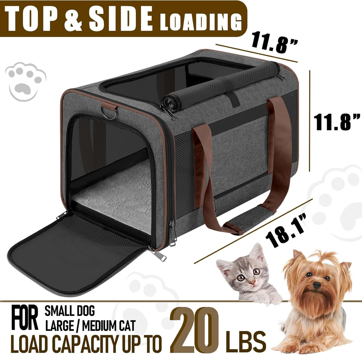 Transportín suave para perros y gatos | Marca: Pet Taxi | 25lbs