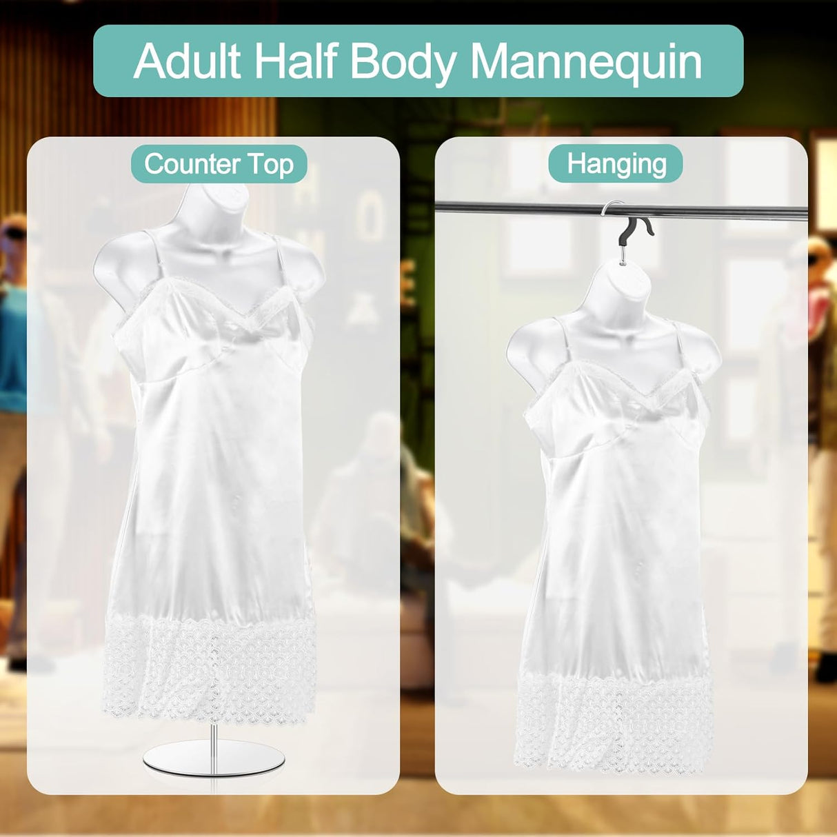 Maniquí Torso Femenino Geetery con Soporte y Gancho S-M