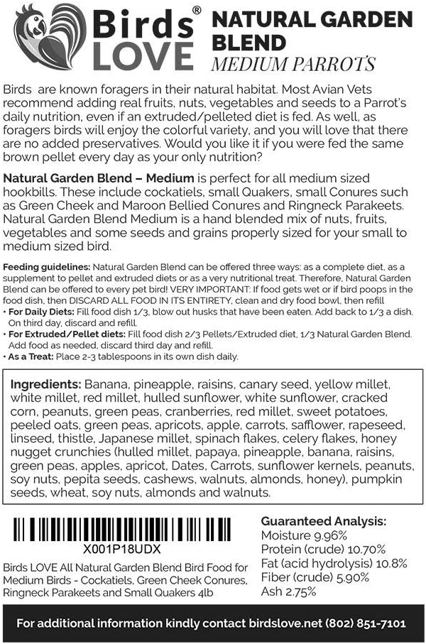 Birds LOVE Alimento para pájaros mediano, 4 libras