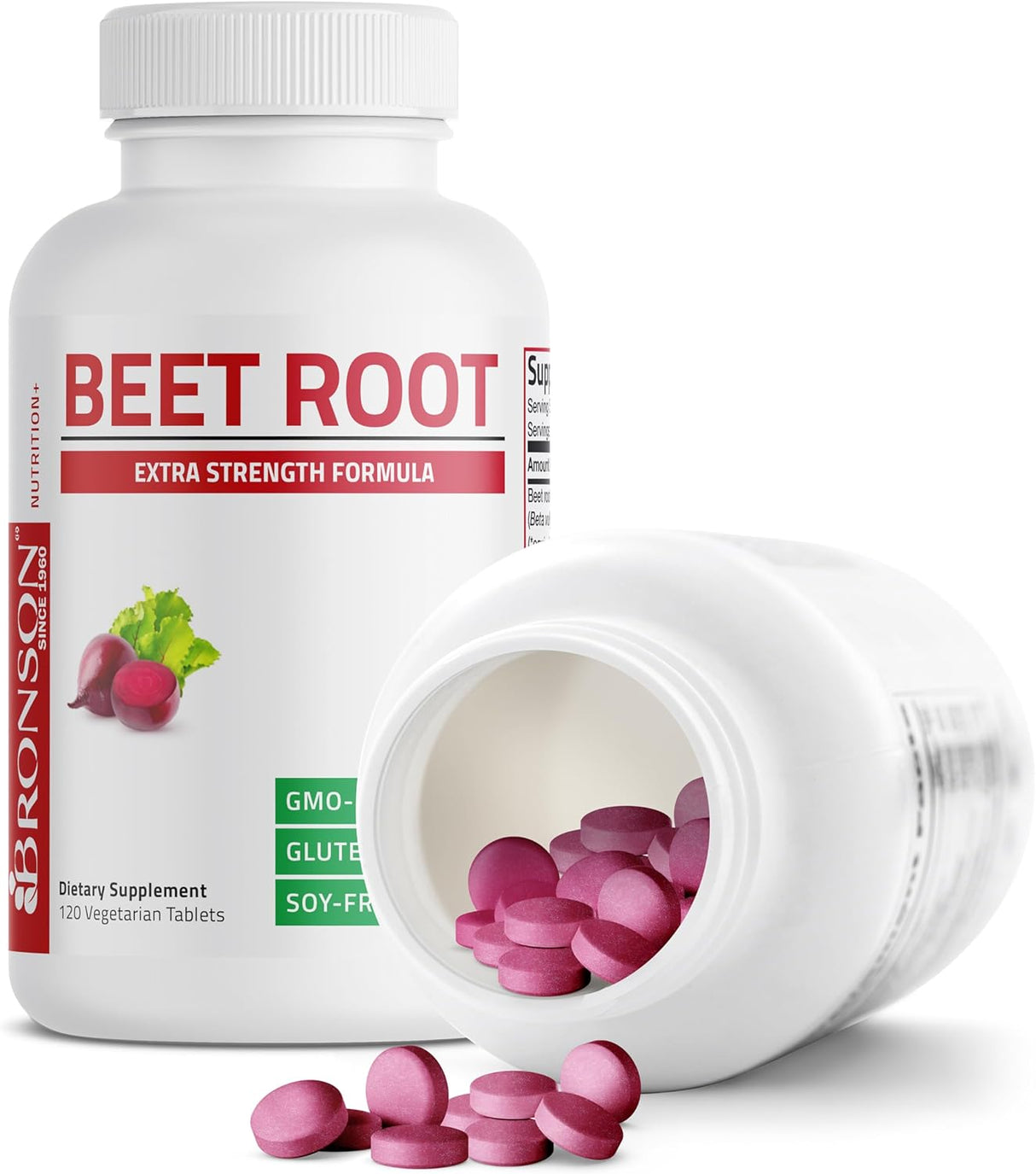 Suplemento de Remolacha Bronson, 120 Tabletas Vegetales, 2000mg