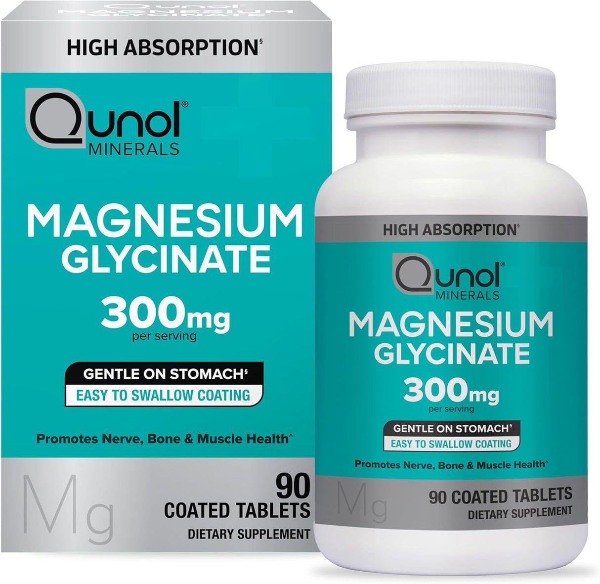 Suplemento de Magnesio Qunol 300mg, 90 Tabletas Cheladas