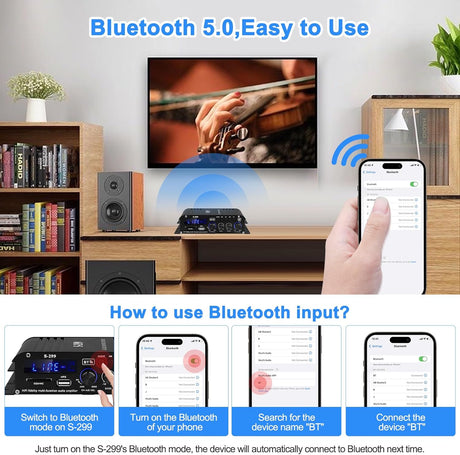 Amplificador de Audio Bluetooth 5.0 4.1 Canal S-299