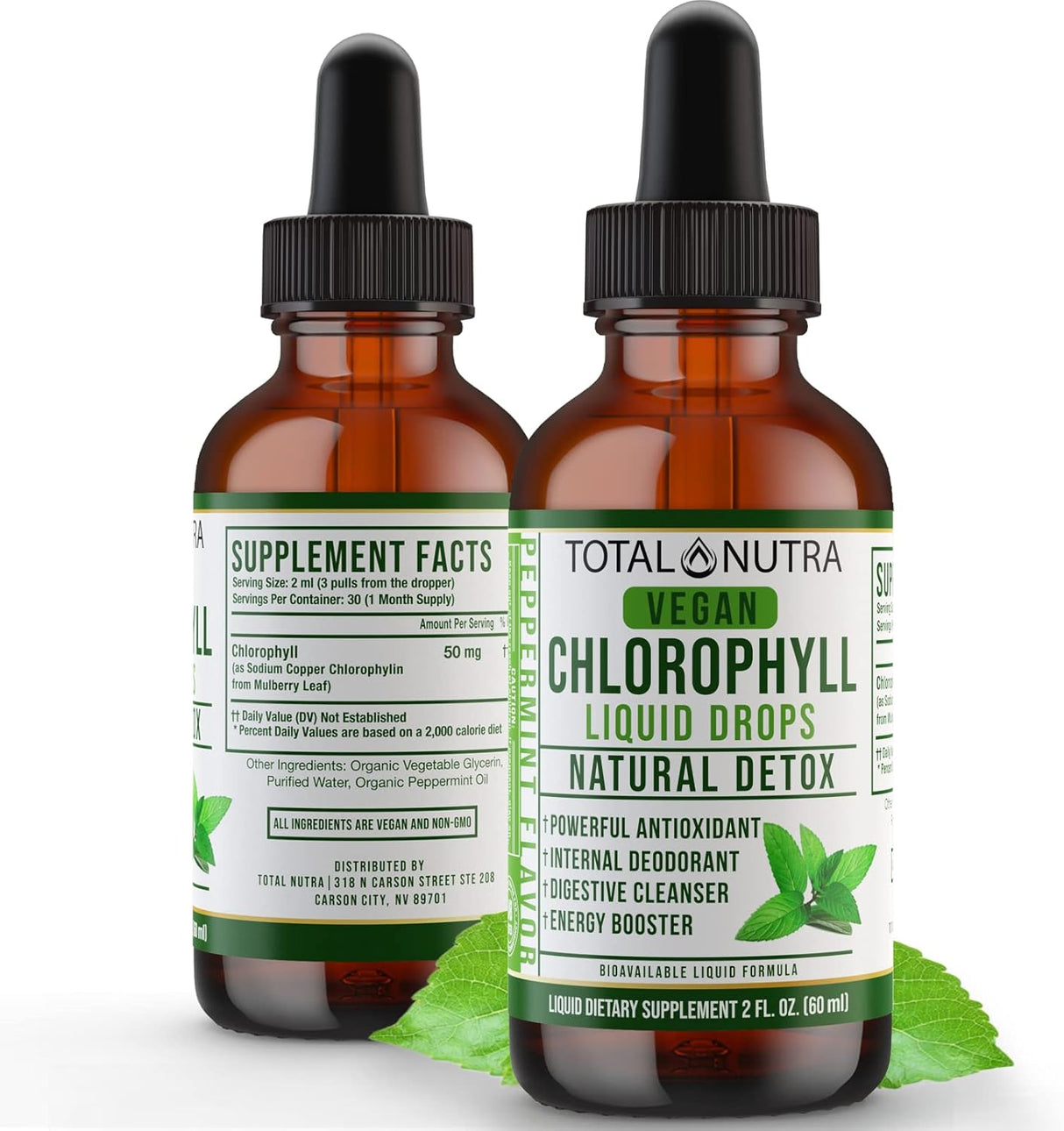 Suplemento Gotas líquidas de clorofila con sabor a menta 2oz