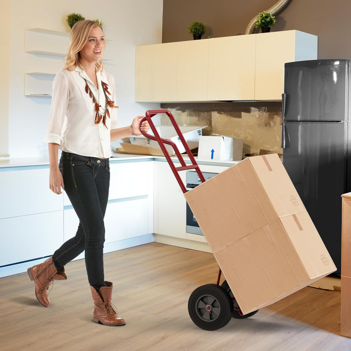 Carretilla Goplus, P-Handle, 660 lbs, Ruedas de 10”, Modelo P