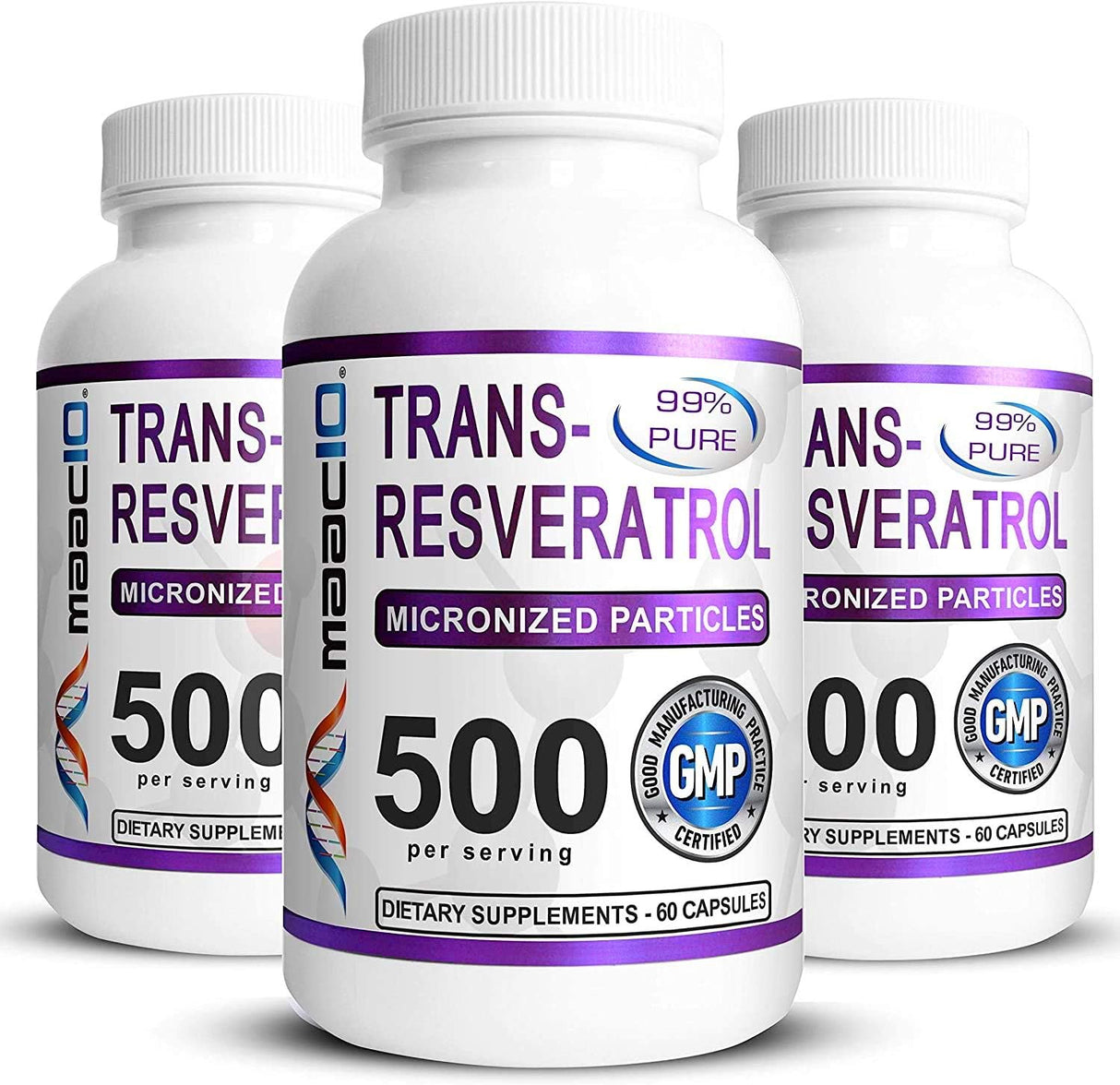 Suplement Trans-Resveratrol micronizado 180 cápsulas 3 pack