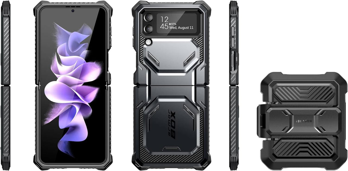 i-Blason Armorbox Series - Funda resistente para Samsung Galaxy Z Flip 4 5G (2022), con reducción de golpes y parachoques (negro)