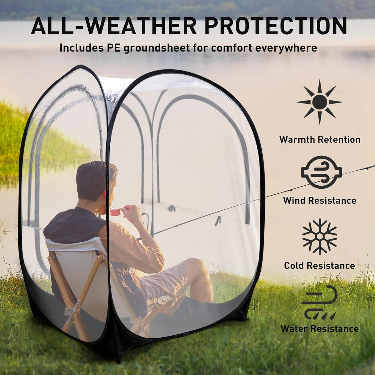 Tienda Plegable Transparente, Ligera y Resistente para Camping