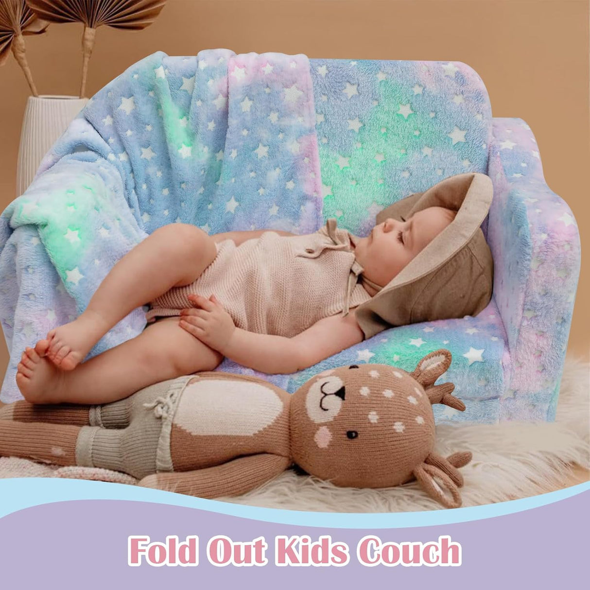 Silla de felpa suave que brilla en la oscuridad para bebés