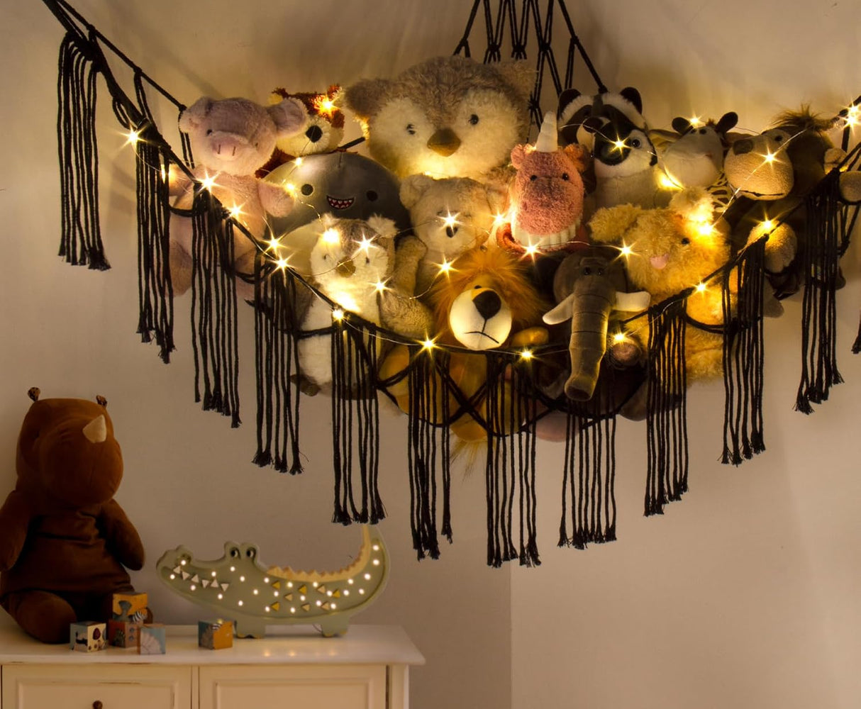 Hamaca de peluches Macrame - Organizador LED - Decoración dormitorio