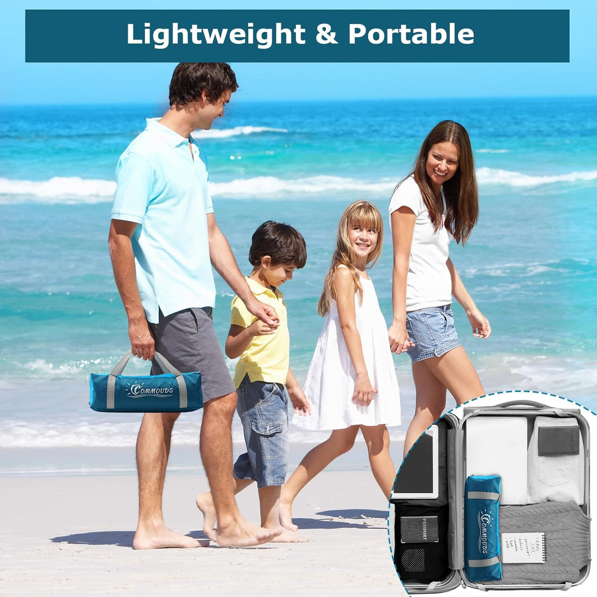 Tienda de Playa con Protección Solar UPF 50+, Ligera y Fácil de Montar