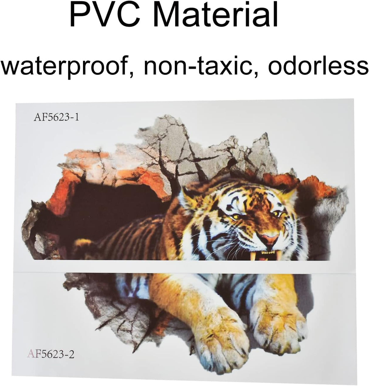 Decal 3D Tigre, Autoadhesivo, 23.62x23.62in, Mural Infantil