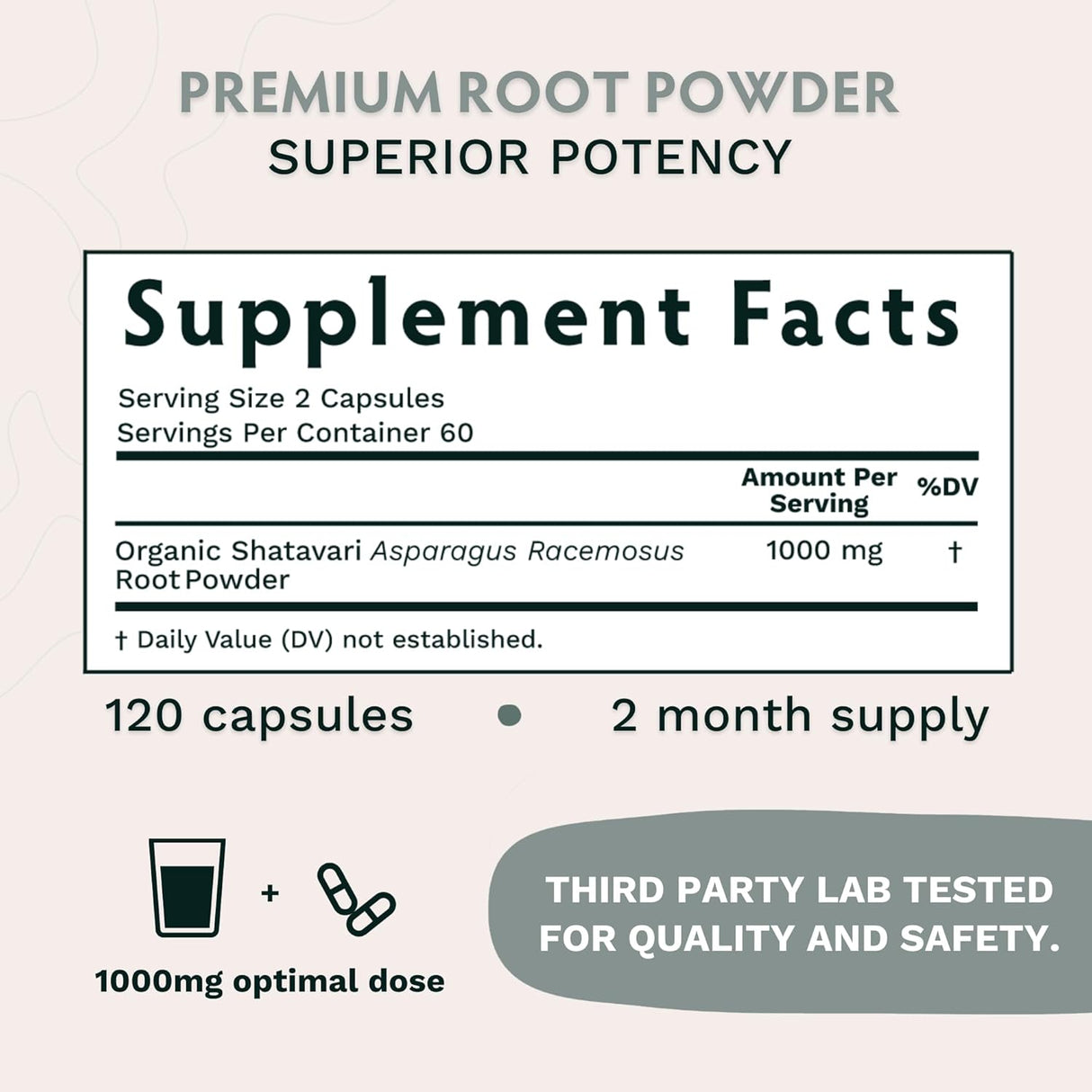 Suplemento orgánico de hierbas Shatavari Balance hormonal