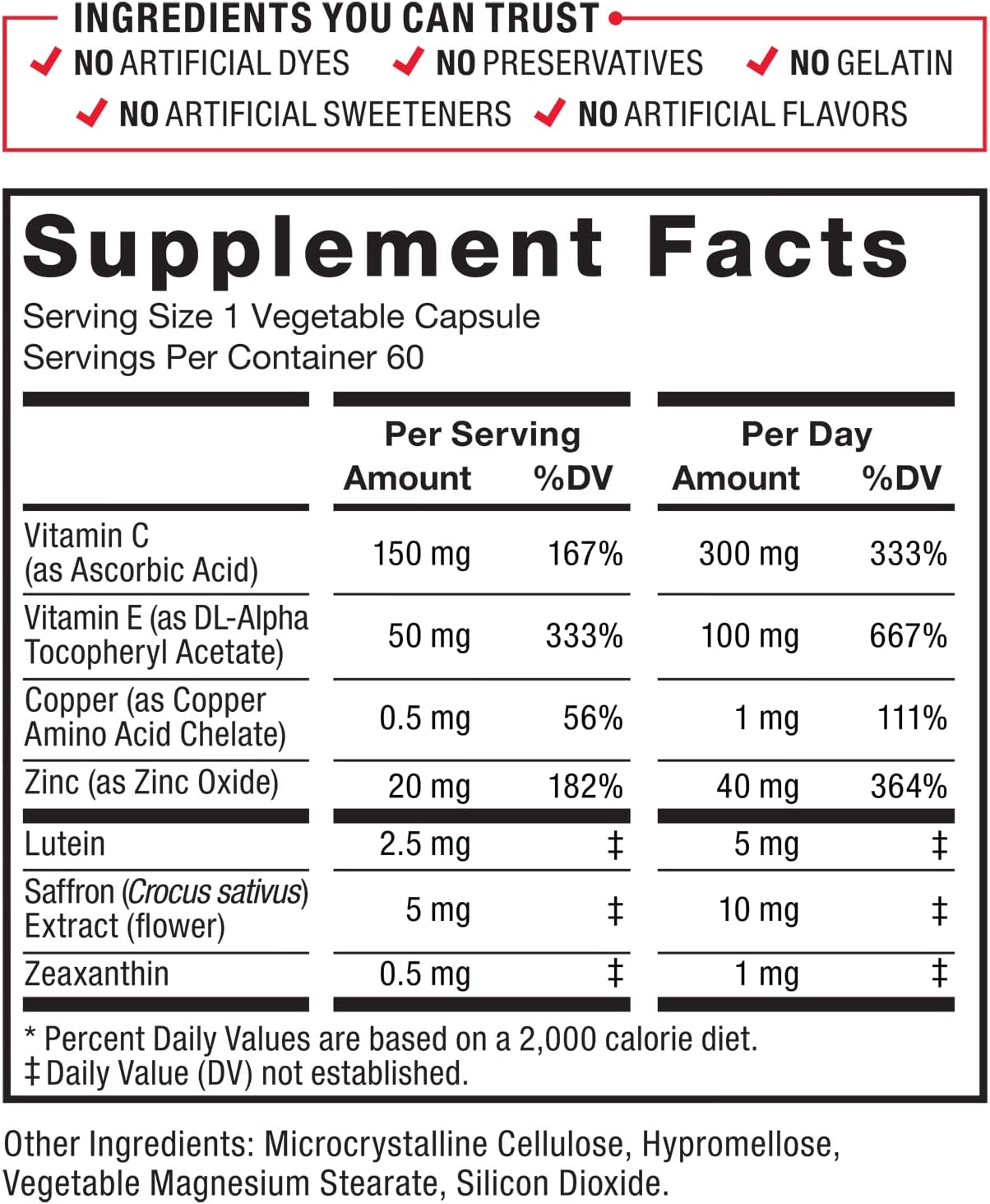 Suplementos Vitaminas oculares con luteína y zeaxantina 60un