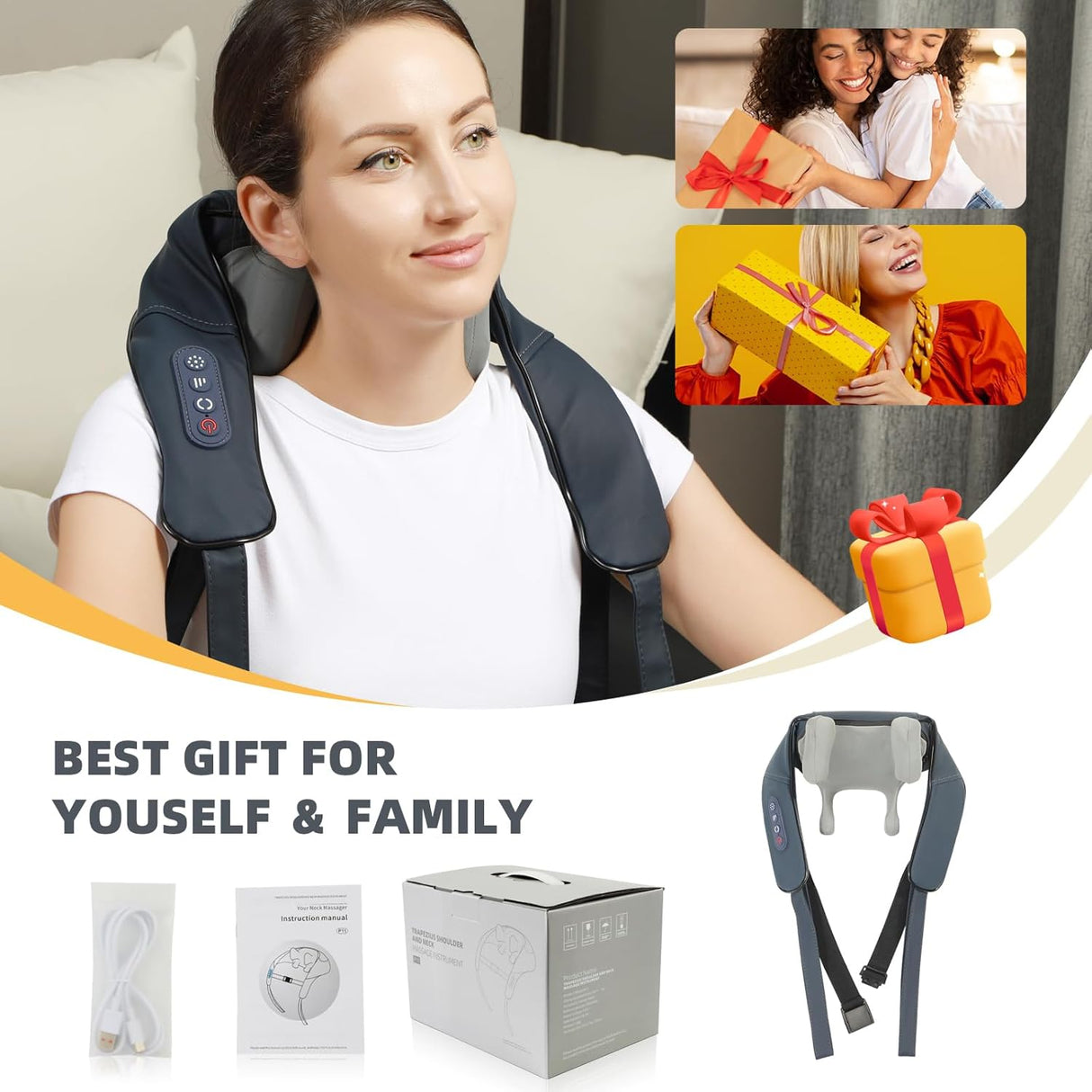 Masajeador de Cuello y Hombros, Infrarrojo, 4D, Sin Cable