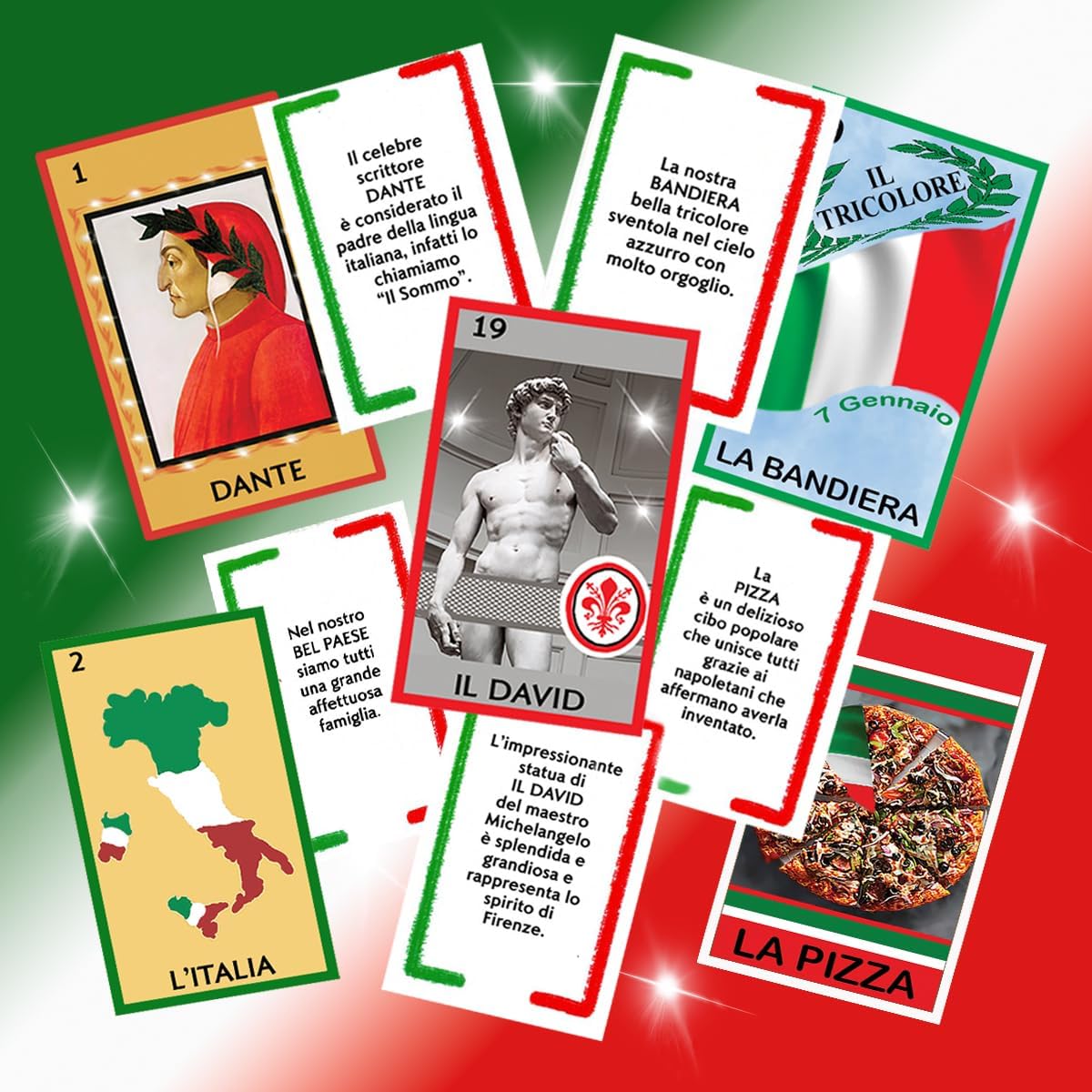 Juego de Lotería Italiana Fun Bingo, 54 Cartas Ilustradas, 3-10 Jugadores