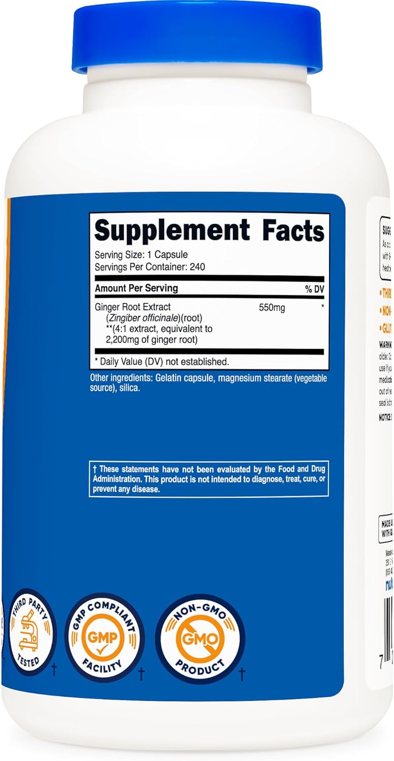 Suplemento Nutricost Extracto de raíz de jengibre 2,200 mg