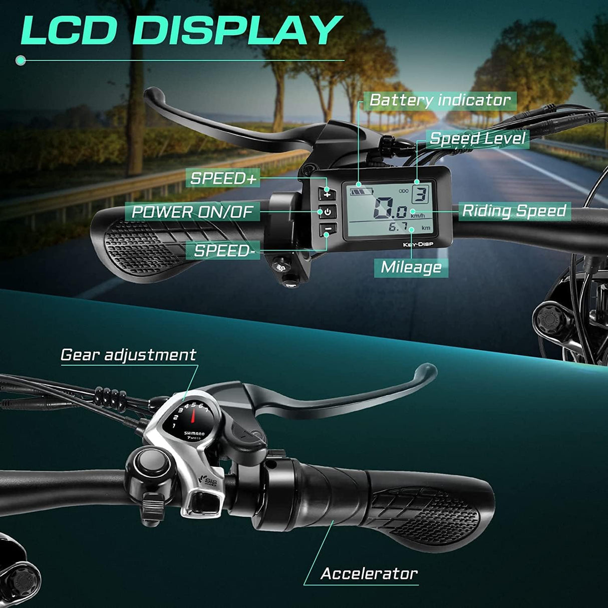 Bicicleta Eléctrica Vivi F26FUL 1000W, 48V, 60 Millas, 7 Velocidades