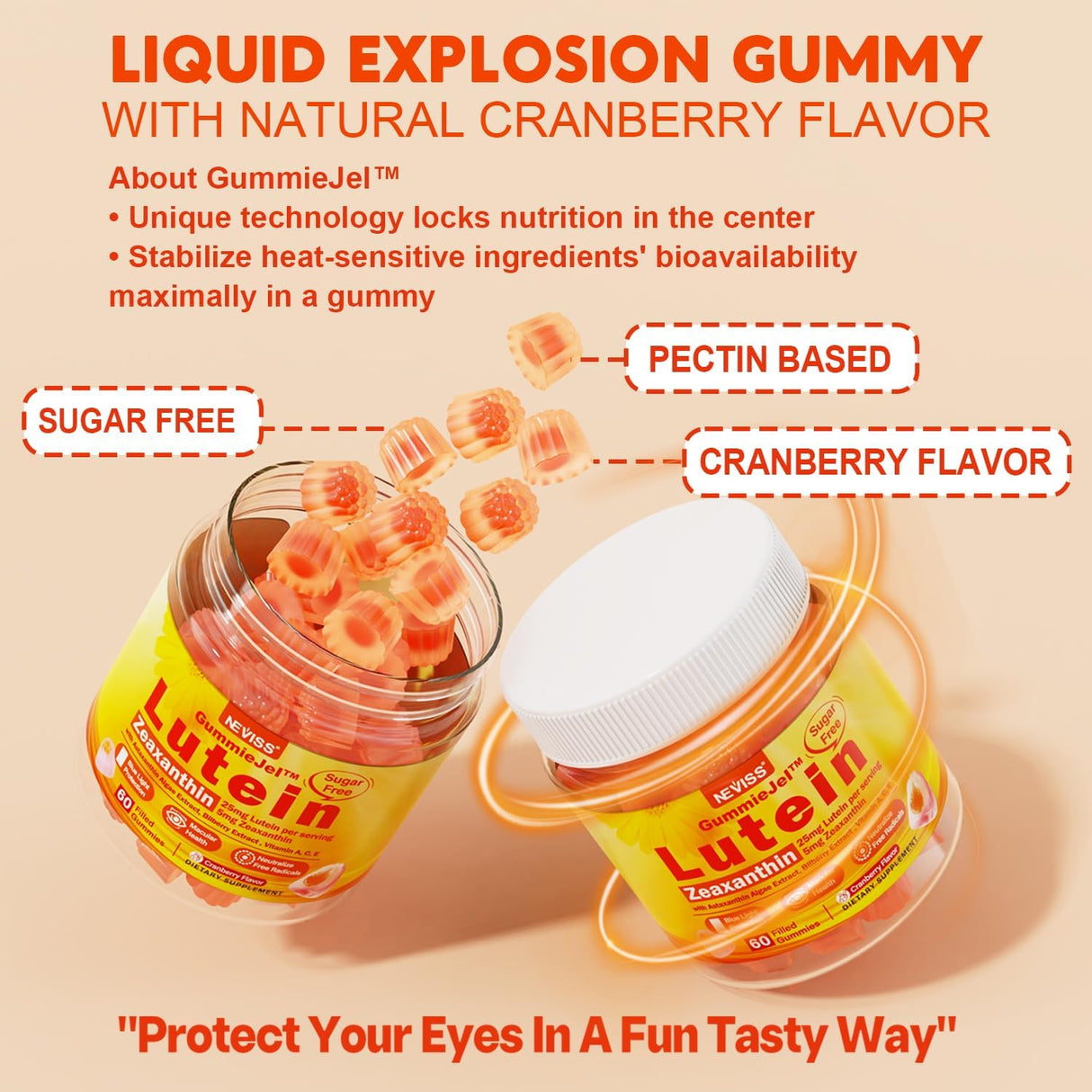 Suplementos Gomitas rellenas de luteína y zeaxantina 25 mg