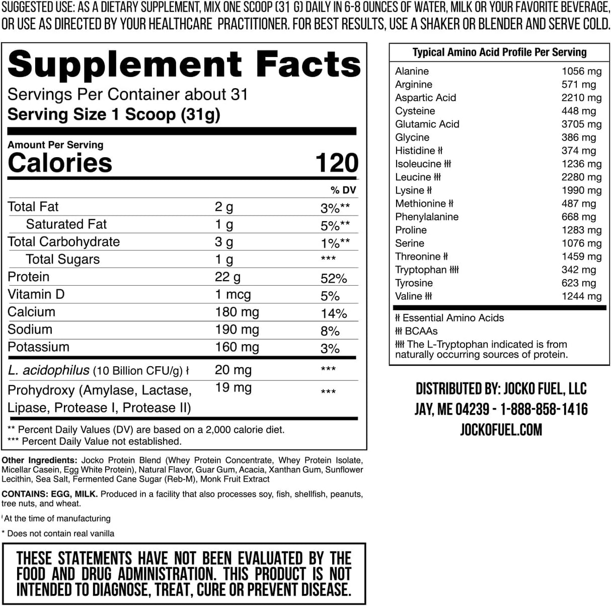 Proteína de suero en polvo probióticos Jocko Fuel
