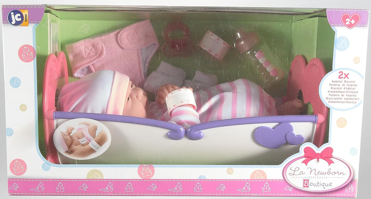 Muñeca Reborn de Vinilo con Accesorios y Cuna Rocking Crib