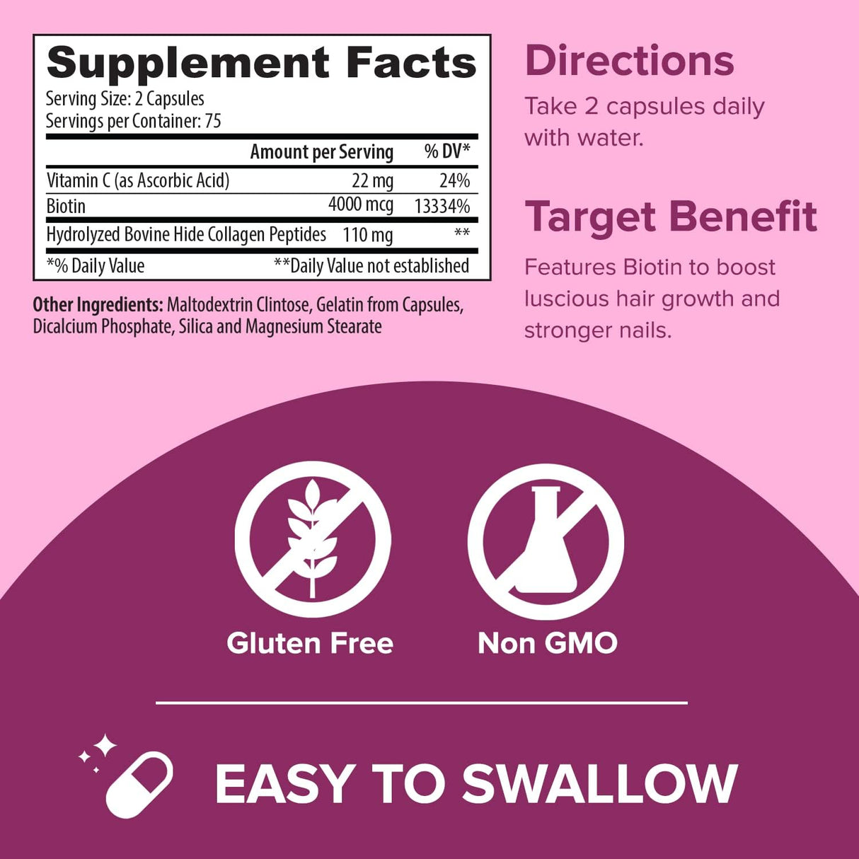 Suplementos Alimenticios Píldoras de colágeno con biotina