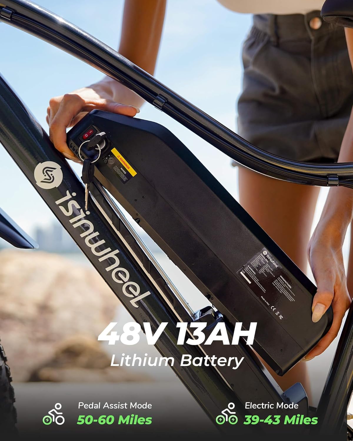 Bicicleta Eléctrica Isinwheel M10 Plus 900W, 75 Millas, 26 Fat Tire