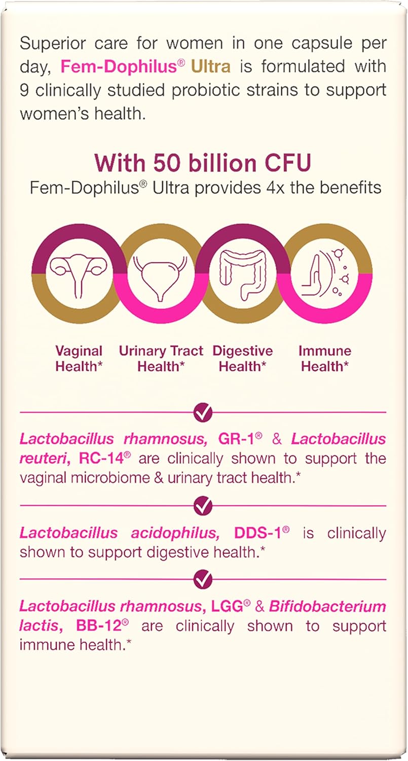 Jarrow Fem-Dophilus Probiótico Vaginal y Digestivo 50B CFU