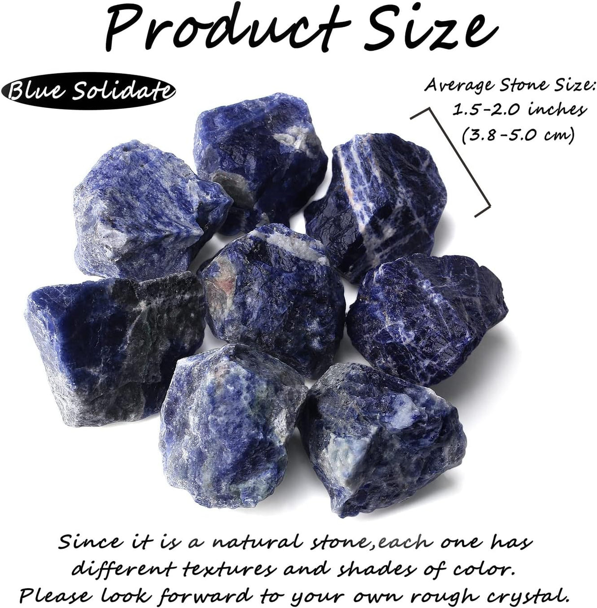 ZHIYUXI Cristales crudos de sodalita azul de 2 pulgadas, cristales