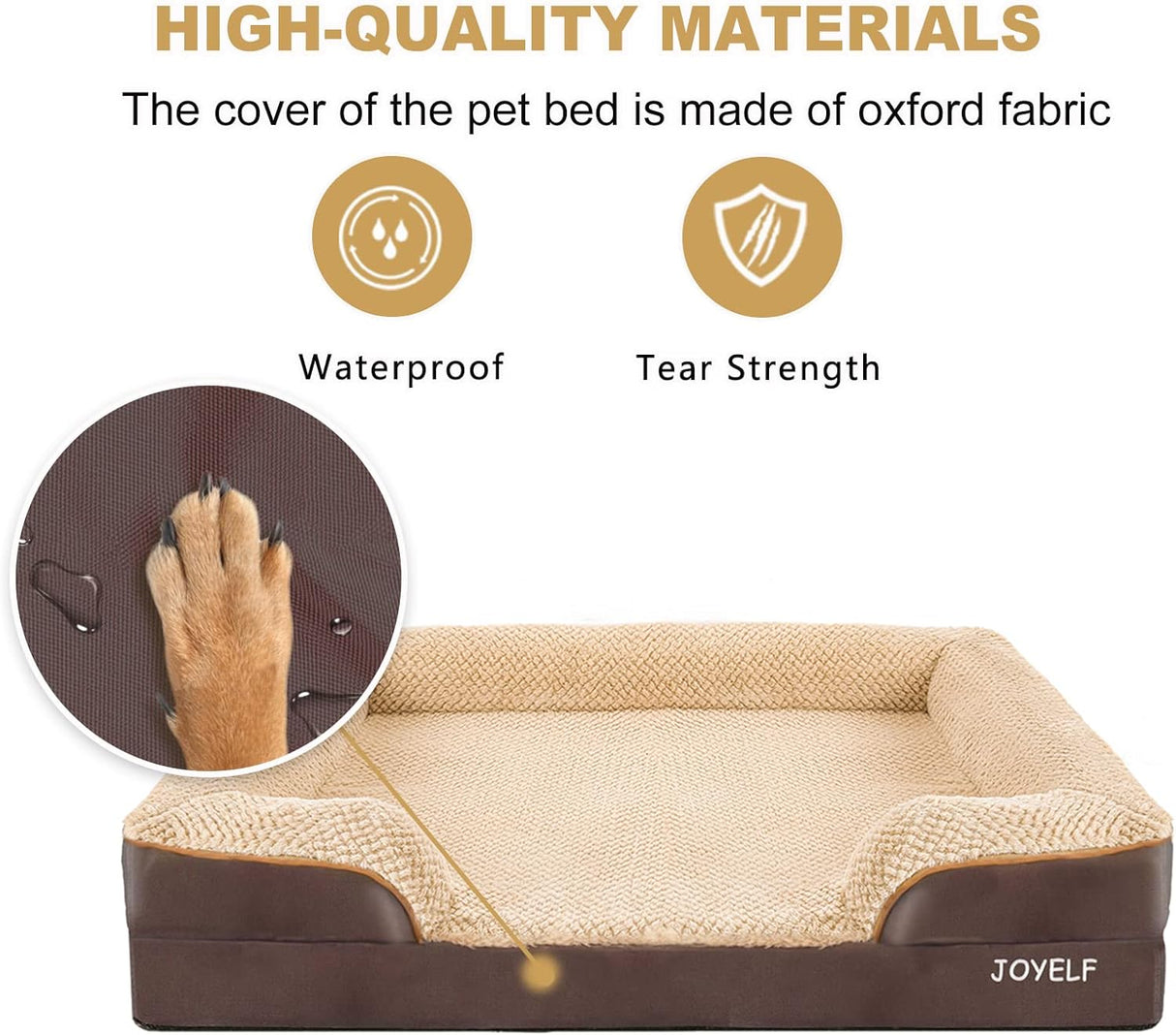 Cama ortopédica para perros grandes JOYELF, espuma, impermeable