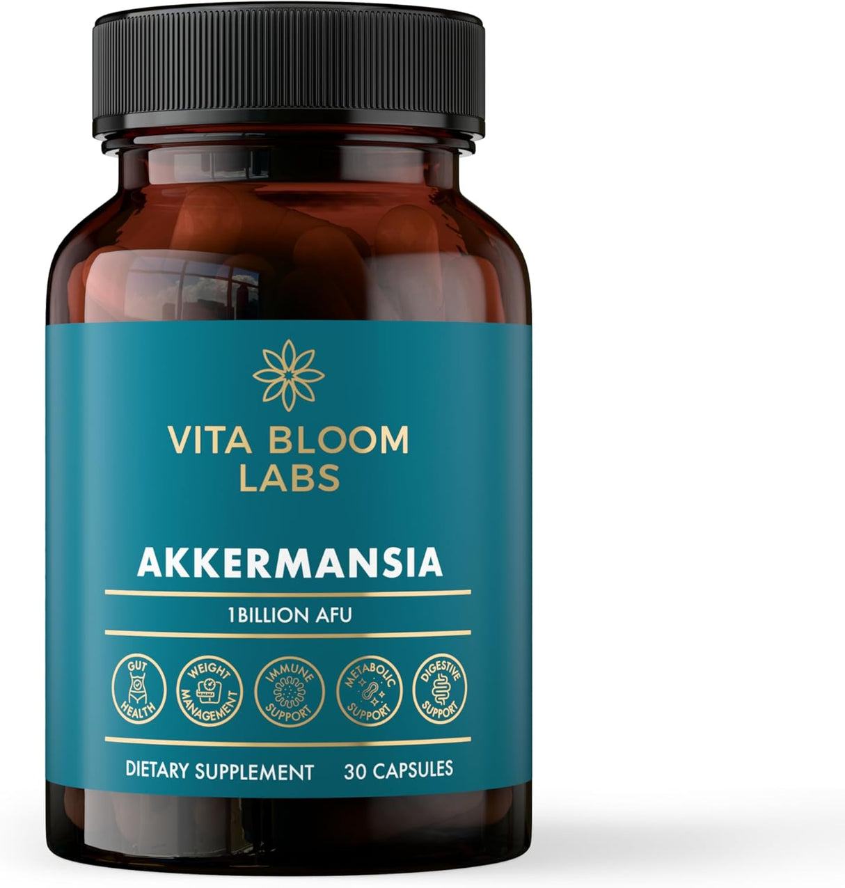 Akkermansia Probiótico, Apoyo Digestivo y Microbioma, 1B AFUs, 30 caps