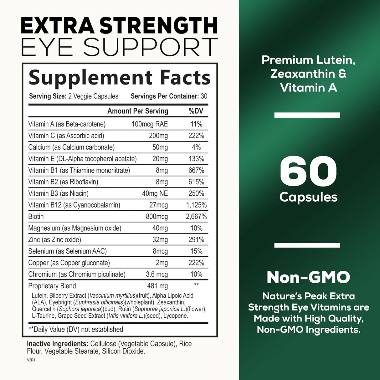 Vitaminas oculares con luteína zeaxantina arándano y zinc