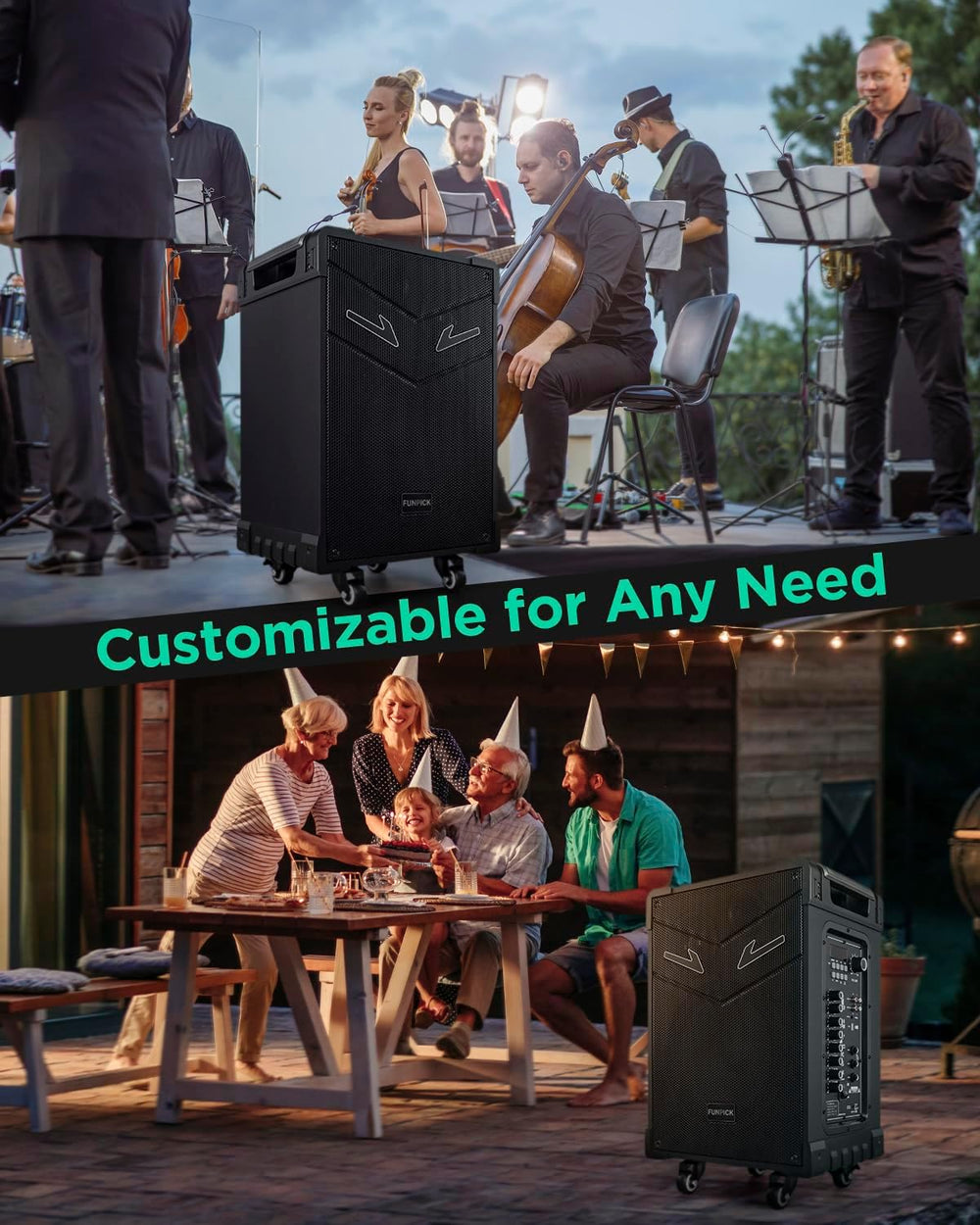 Sistema PA Trolley 3-Way, Micrófonos Inalámbricos, 10 Subwoofer