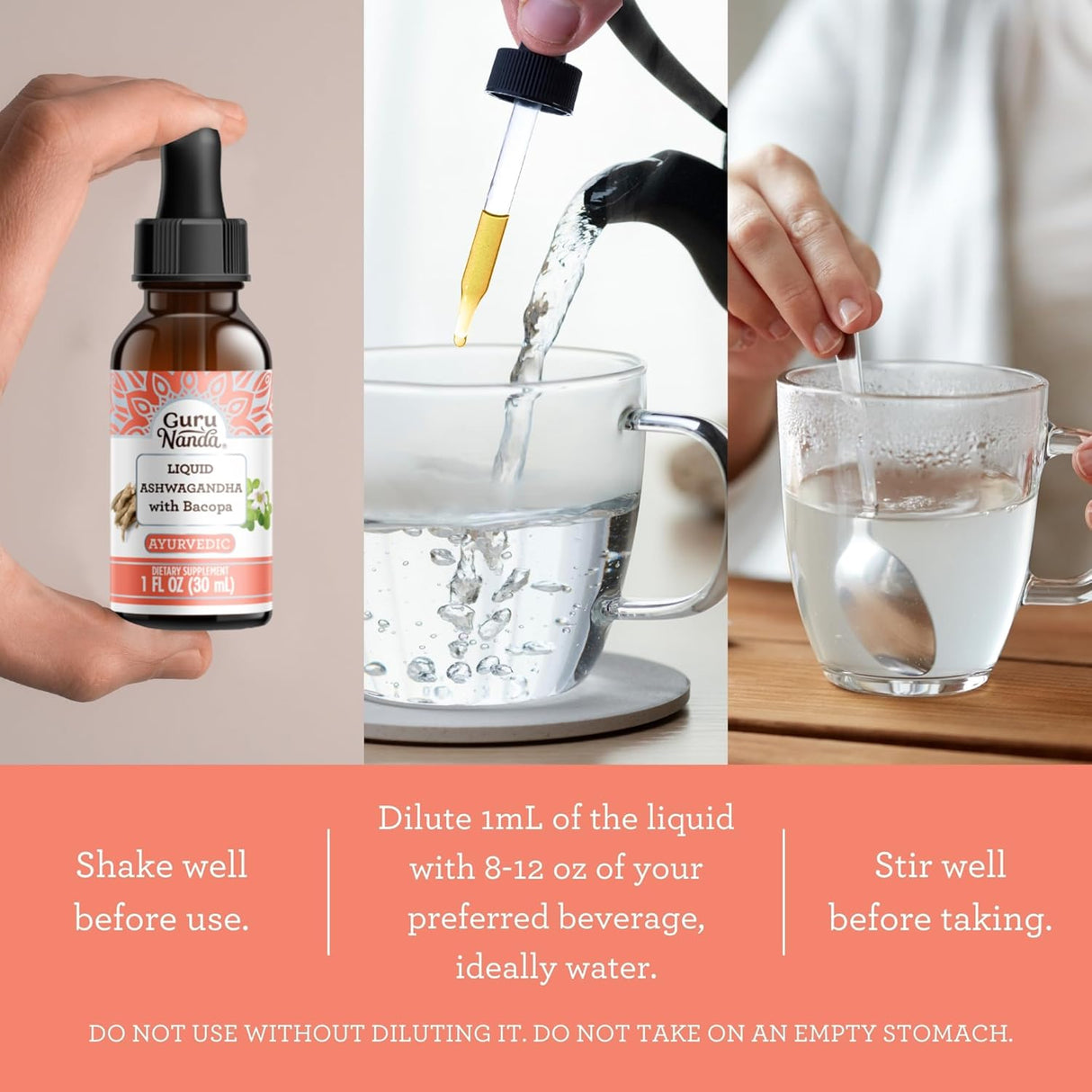 Extracto Líquido de Ashwagandha, GuruNanda, 1 Fl Oz, Vegano