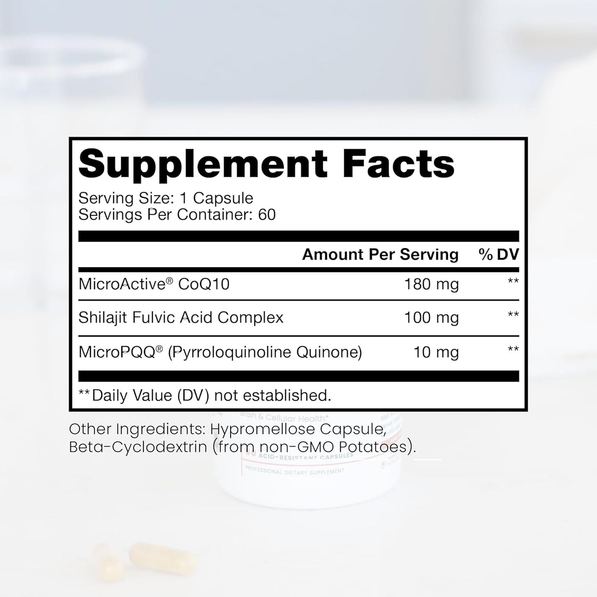 MicroActive CoQ10 con MicroPQQ + Shilajit, 60 Veg Caps