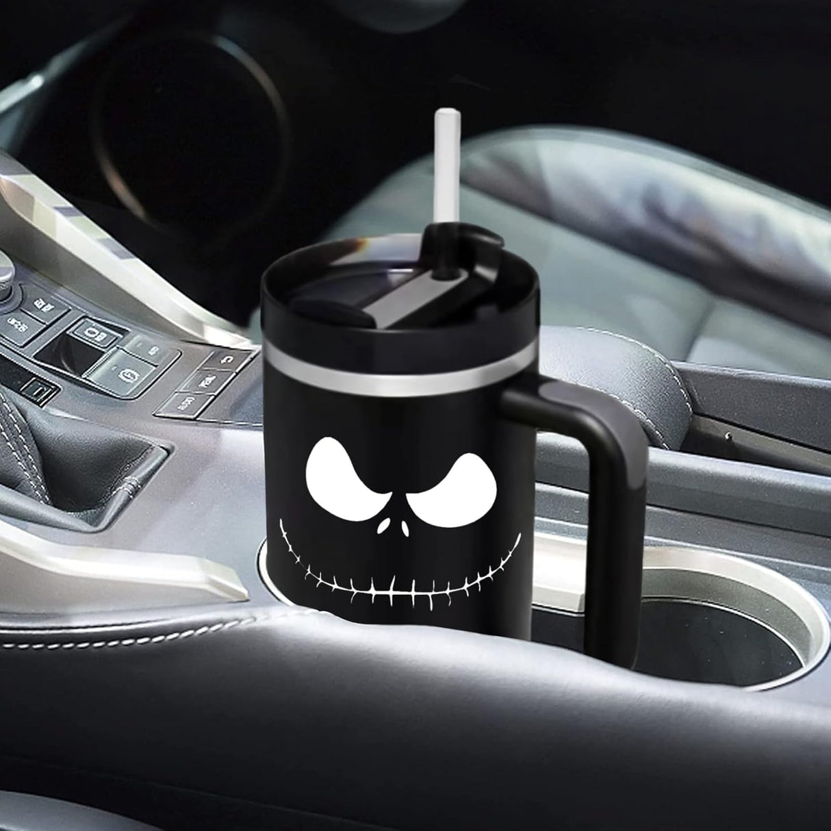 Taza de Acero Inoxidable Jack Skellington 40OZ con Asa y Popote