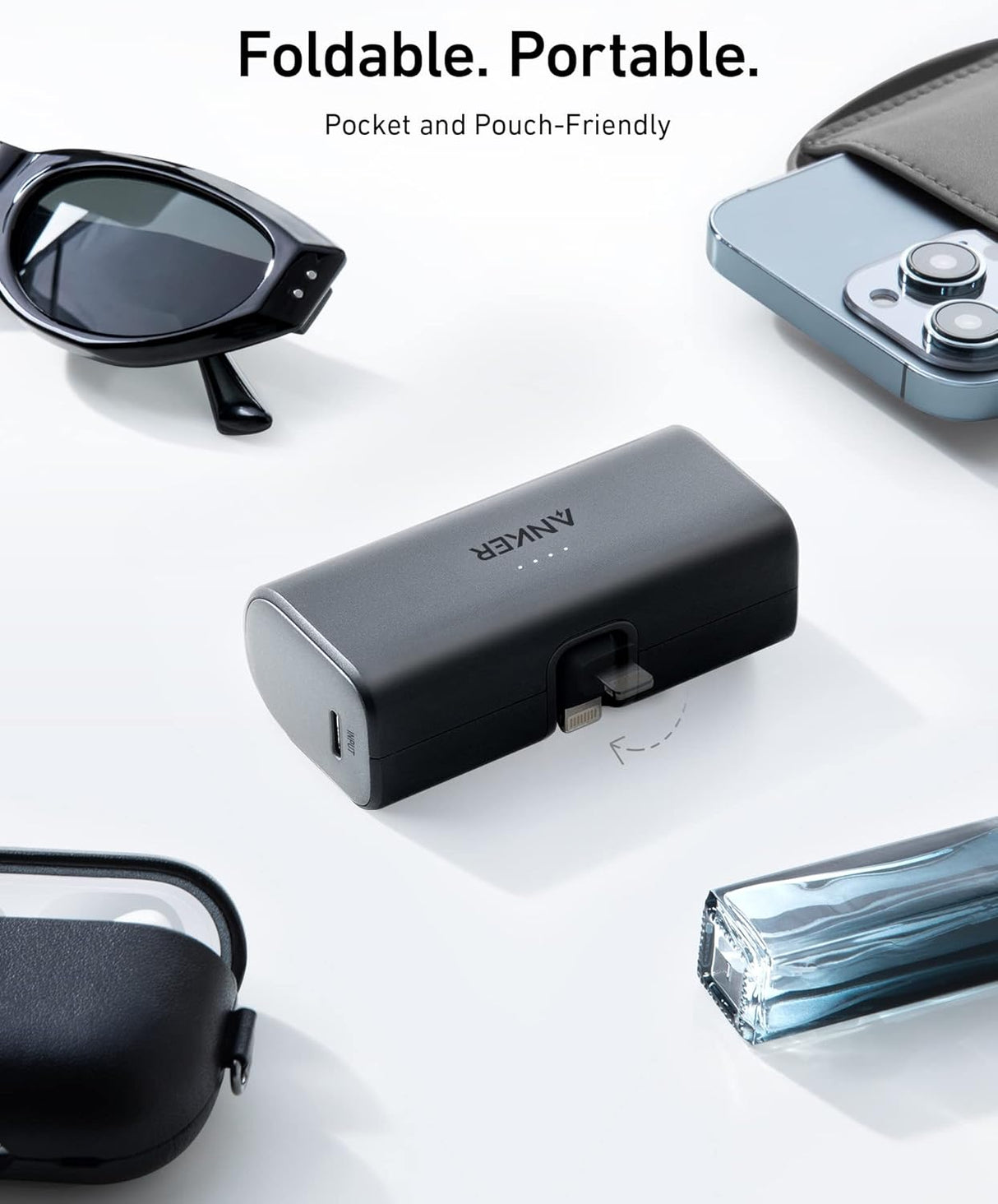 Cargador portátil negro anker con conector